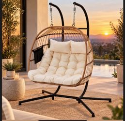 Double Hanging Egg Chair with Stand