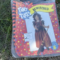 🎃Cute Little Witch Costume-orange/black Stripe Dress and Little Witch Hat: Child's Size 4-6 Yrs Old