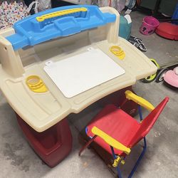 Deluxe Art Master Desk Plastic Kids Activity Center Plus Chair