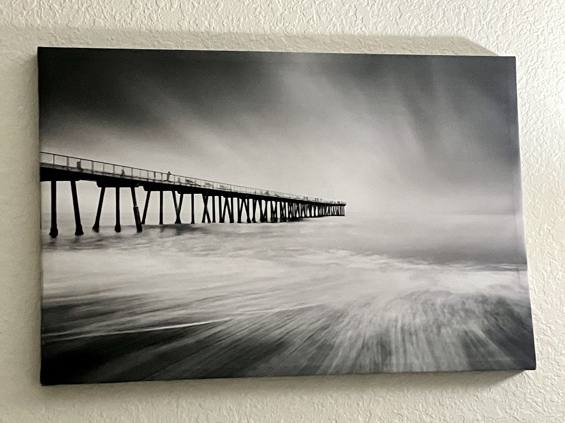 Black and White Pier Canvas Art