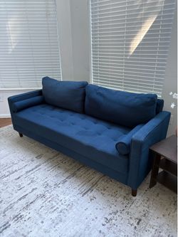 Modern Blue Sofa MCM, Minimalist couch Delivery Available  $250 obo
