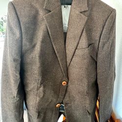 Brand NEW Brown Tweed 3 Piece Suit 40s / 34R