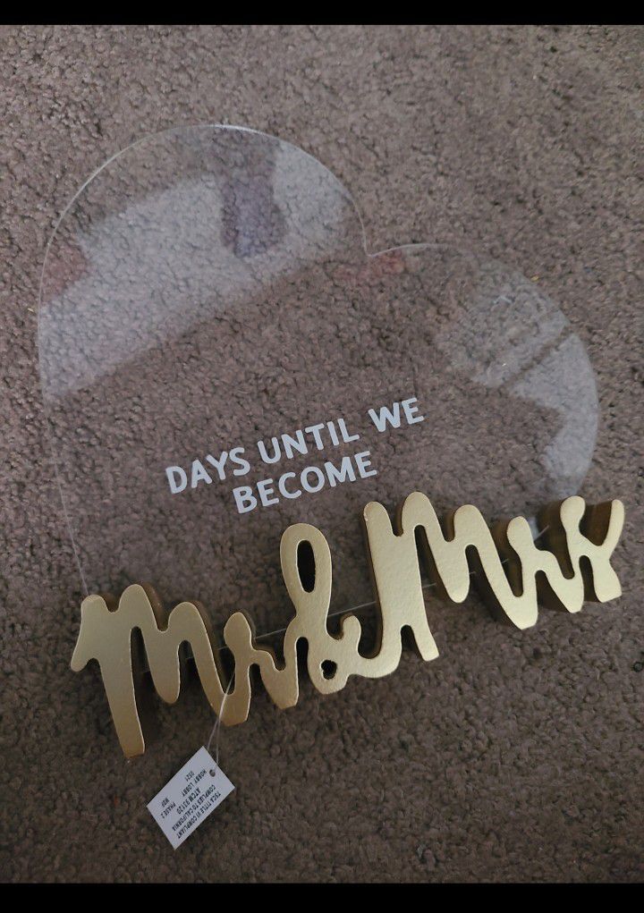 Mr & Mrs Countdown & Honeymoon Fund Box & Wood & Metal Sign!