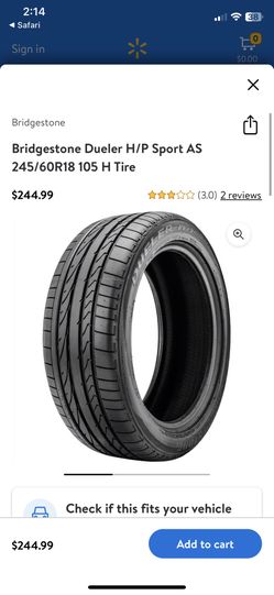 245/60R/18 Bridgestone Dueler H/P Sport AS