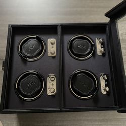 WOLF 4 Piece Watch Winder – Black Vegan Leather, Excellent Condition