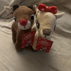 Vintage Dander Rudolf And Claire Stuffed Toy 3.5”