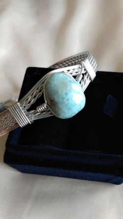 Braided Silver and light Turquoise Bracelet