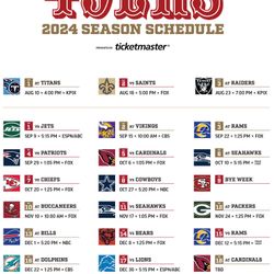 San Francisco 49ers 2024 Home Games (Free Food/Shaded)