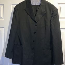 Mens Stylish Solid Black 2pc Suit Excellent Condition 