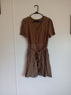 HYFVE Olive green button down dress with pockets size Medium