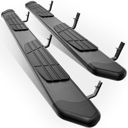 Yzona Automotive Bolt-On Running Boards Side Steps, Rugged Alloy Build Anti-Slip Diamond Plate White Aluminum Nerf Bars (85.83 X 9.84 X 6.3 Inches, 50