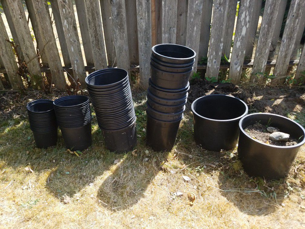 Garden pots, dripline, cages, stakes.