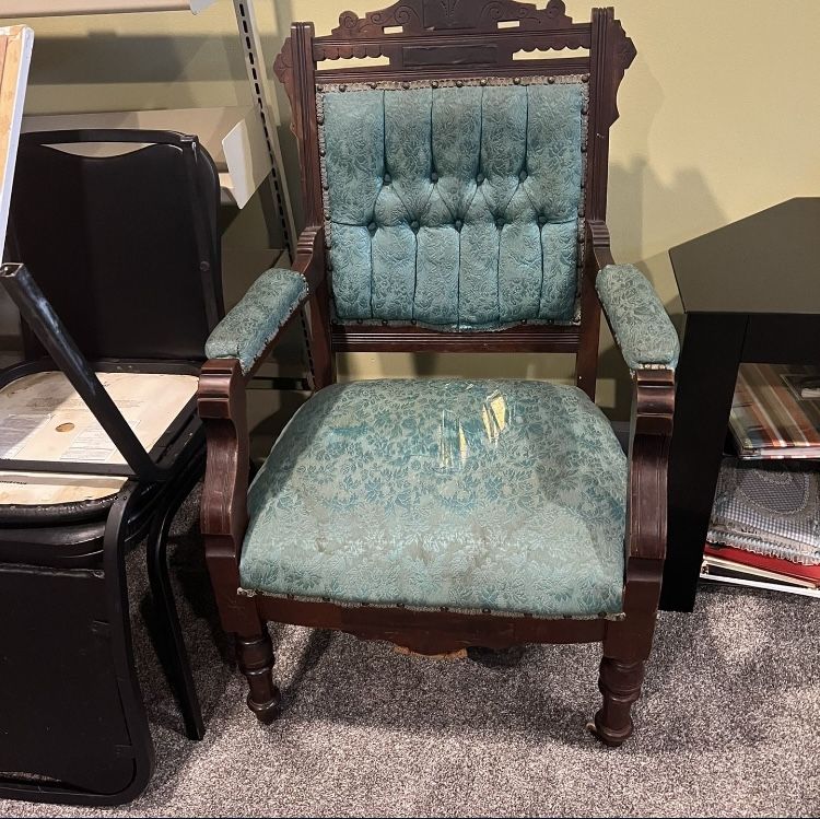 Antique Wood Accent Chair