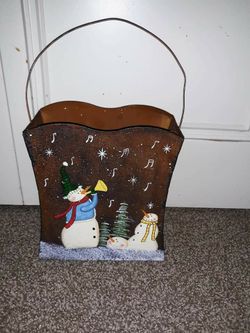Cute handpainted tin Christmas bag
