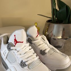 Jordan Air Jordan 4 Retro White Oreo Red Grey Leather Mid Top