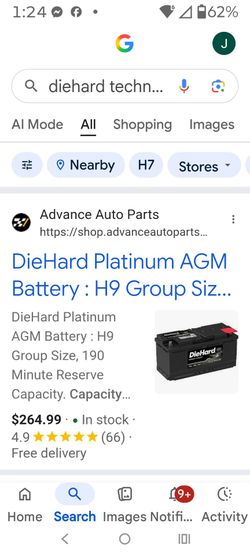 Like new couple months old Diehard technology power ahead platinum group h9 agm battery 100% health 100% charge $5 off with a old battery