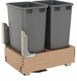 Rev-A-Shelf Double Pullout Trash Can w/Soft-Close & Open, 14.5" Min Opening