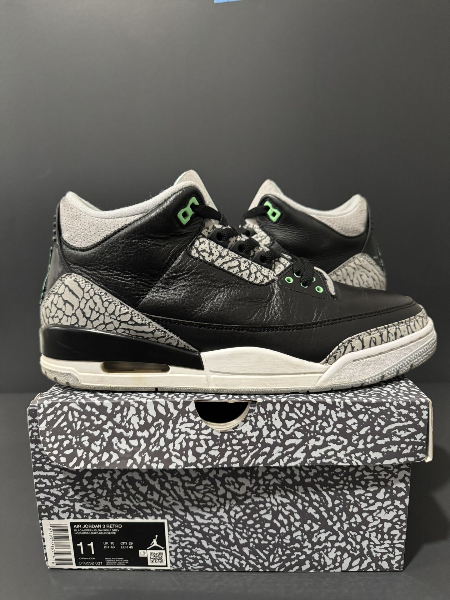 Nike Air Jordan 3 ‘Green Glow’ - Size 11