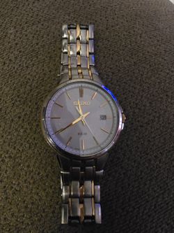 Seiko Essentials Solar Two-tone Stainless Steel Mens Watch Model SNE508