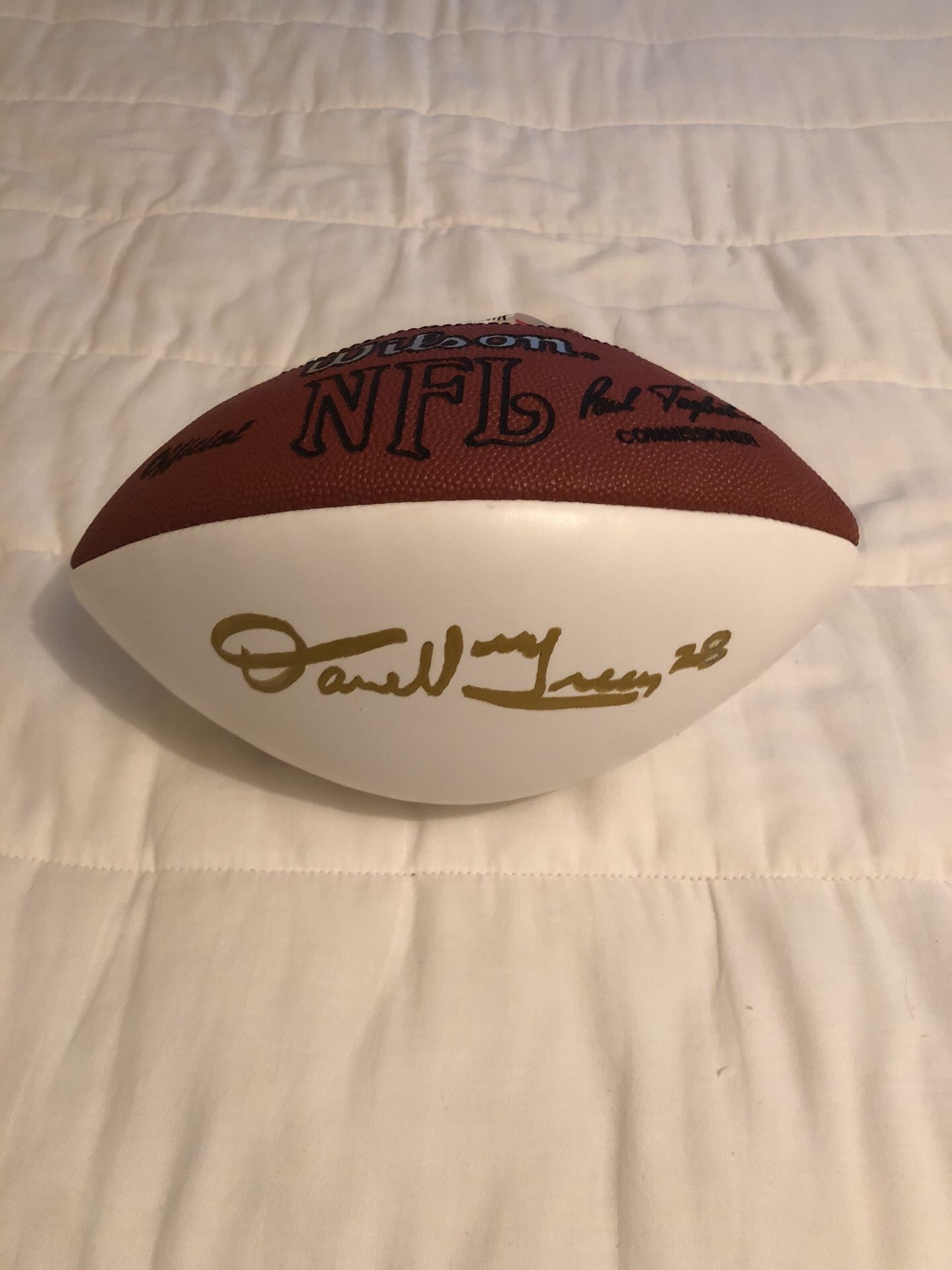Darrell Green, HOF CB Washington Redskins Autographed (3Panel White) Official Wilson Football, comes w/ Certificate of Authenticity!