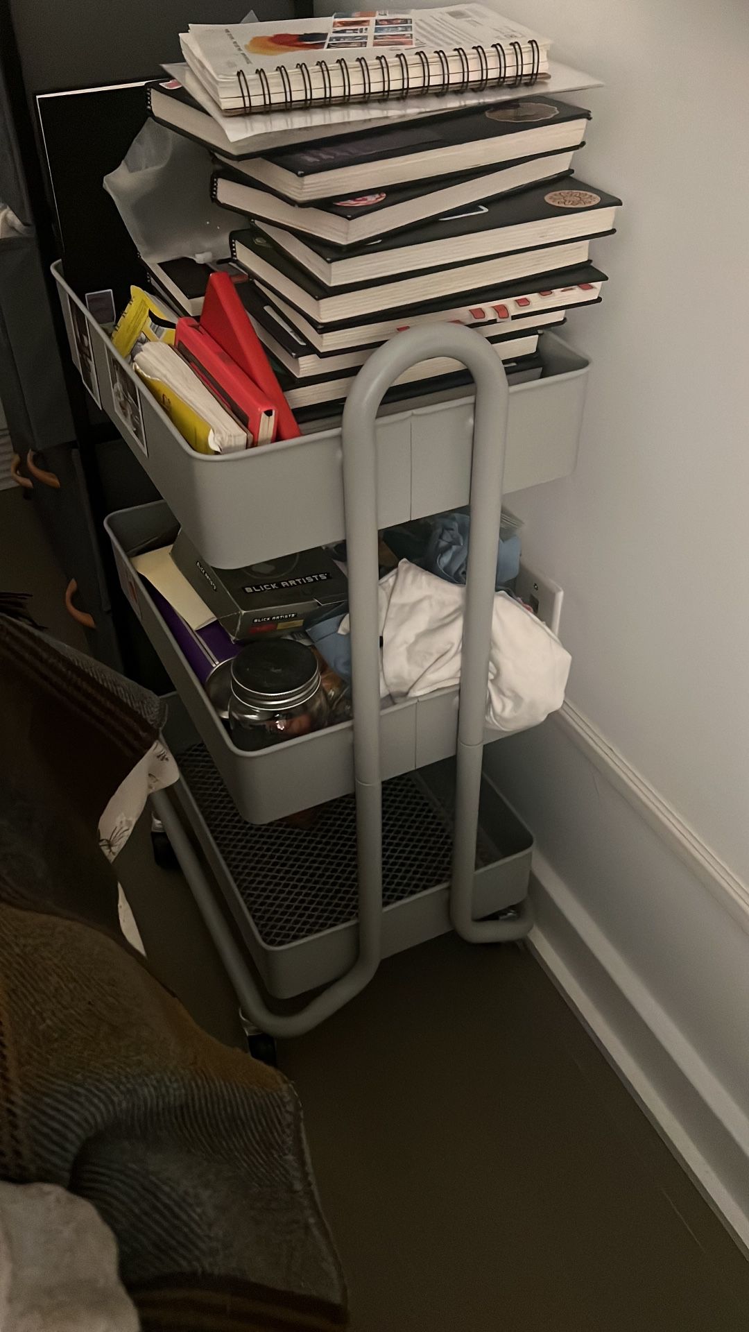Gray Utility Cart With Wheels (3 Shelves), 28” X 20” X 12” X