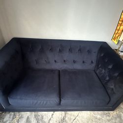 Navy blue Velvet Loveseat 