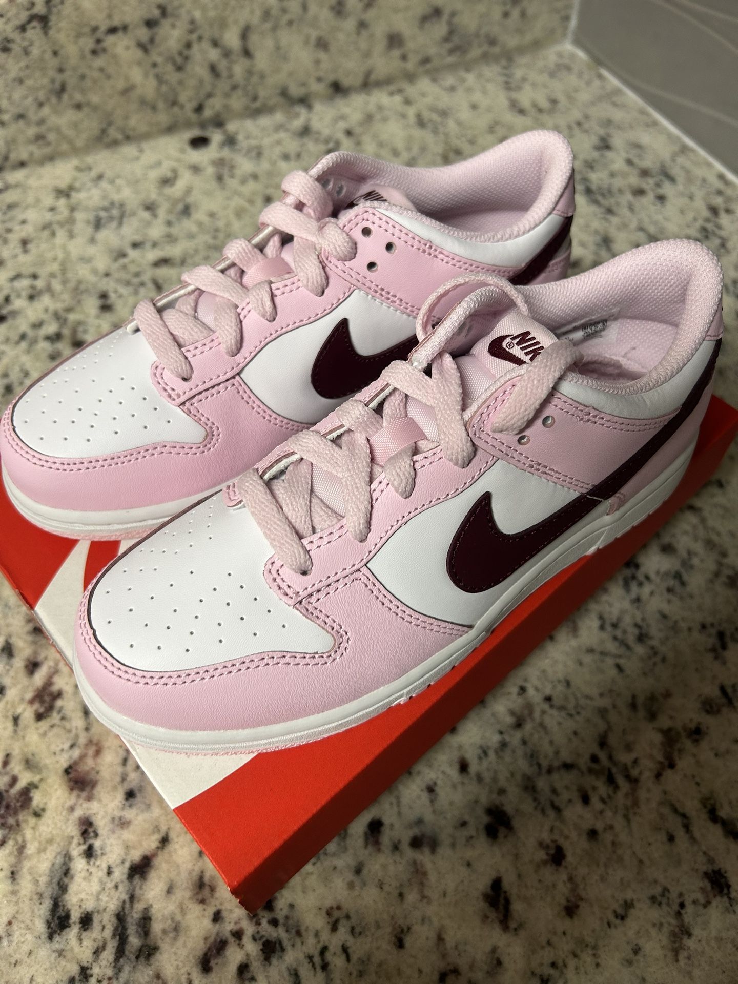Nike Dunk Pink Foam Red White (size 3y/4.5W and 7y/8.5W) for Sale in 