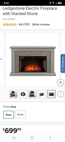 Ledgestone 55" Electric Fireplace with Stacked Stone. Gray color