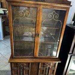 Antique Dining Curio Glass Cabinet/Hutch