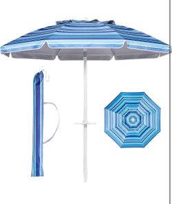 New  6.5ft Beach Umbrella with Tilt Pole
