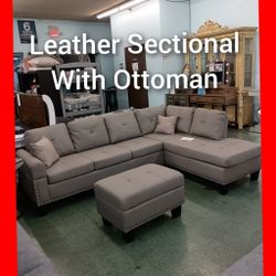 🚨 Leather Sectional With Ottoman 