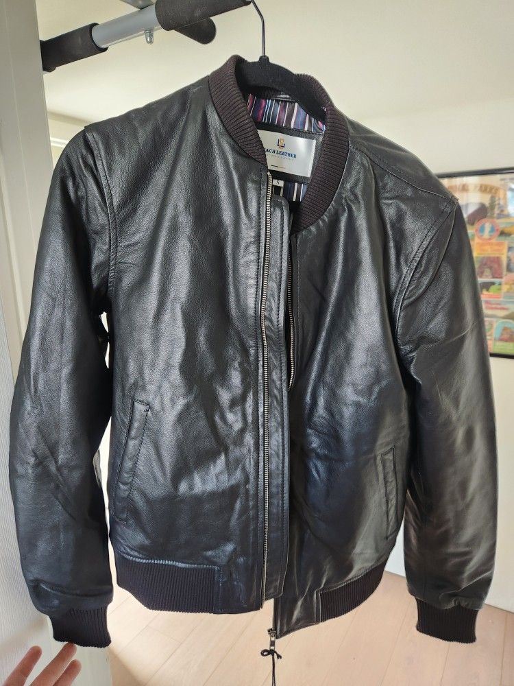 Black Lambskin Leather Bomber Jacket