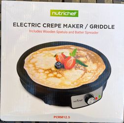 NutriChef 12” Electric Crepe Maker & Griddle PCRM12.5 – NEW Open
