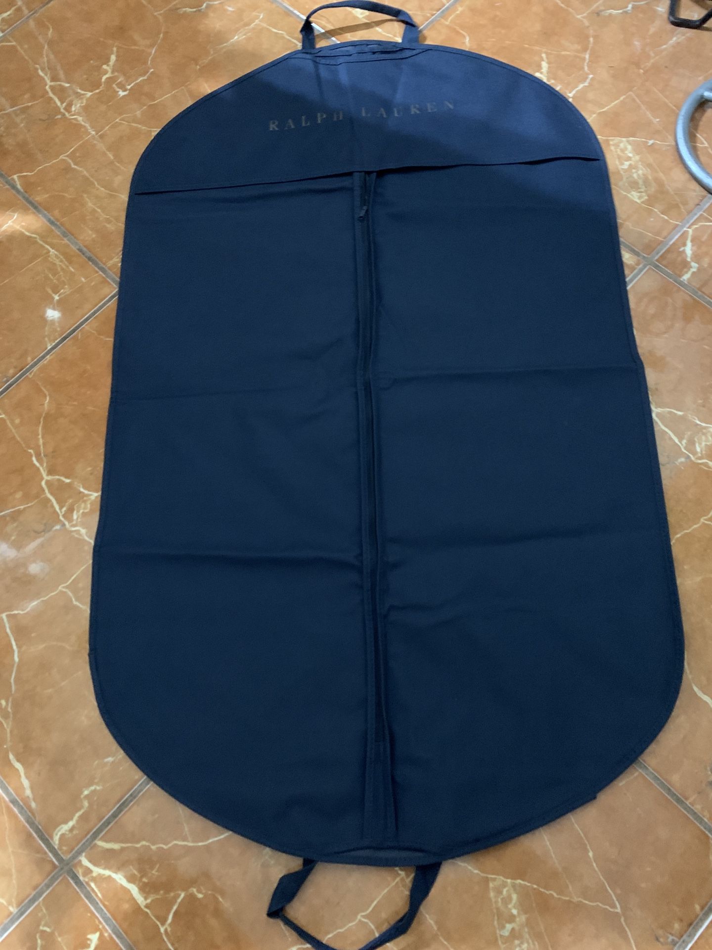 Ralph Lauren Navy Garment Bag Suit Bag Gold Letters Heavy Nylon Canvas