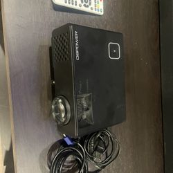 Projector with retractable projector screen. 