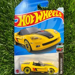 Yellow Hot Wheels Corvette convertible car #HotWheels #C7Corvette