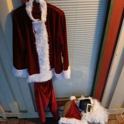 Santa Suit, Top, Bottom, Beard, Hat, Belt, Boot Cuffs