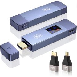 Wireless HDMI Transmitter and Receiver, Plug and Play Portable 2.4G/5G Wireless HDMI Extender Kit, 4K Decode 1080P HD Output for Video and Audio Strea