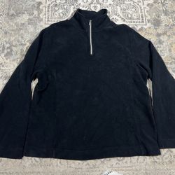 Tommy Bahama Sweater Women Size L 12/14 Black 1/4 Zip Pullover 