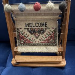 Small Ethnic Woven Welcome Rug In Loom - Purchased In Saudi Arabia