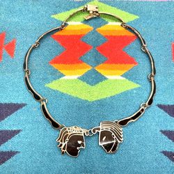 Vintage Sterling Mexican Panel Necklace