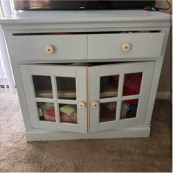 Light Blue Wood Cabinet with Glass Doors