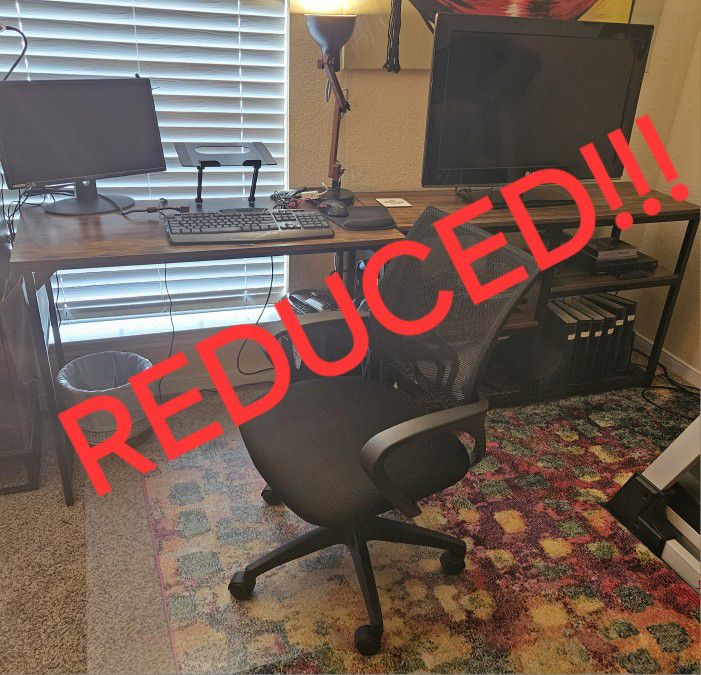 3 Items - Computer Desk,  Chair,  and TV Stand