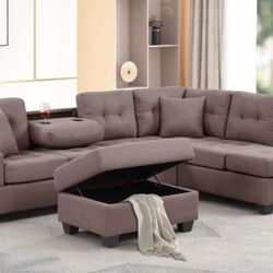 Brand New Sectional Sofa with Ottoman / Sofa Seccional Nuevo a Estrenar...Fast 🚚 