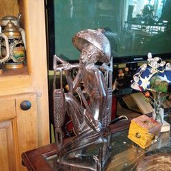 Vintage Circa 1970 Hand Carved Balinese Farmer