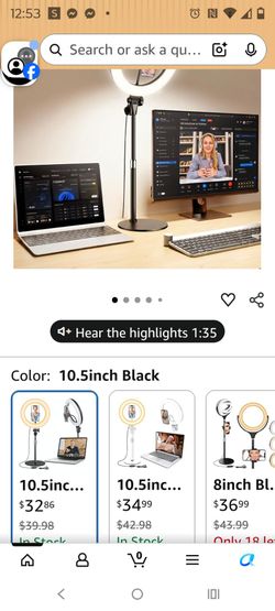 Desktop LED ring light
