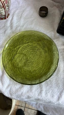 Vintage Anchor Hocking Soreno Avocado Green Snack Plate
