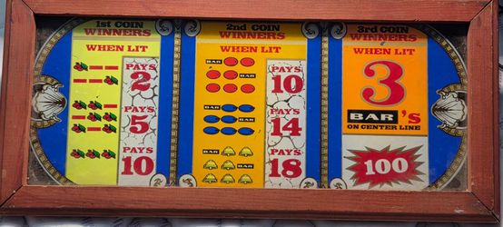 1970s Bally Slot Machine Display Glass Wood Framed  Vintage LAS vegas