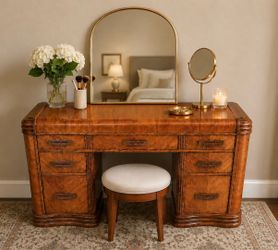 Vintage Waterfall Desk- Art Deco