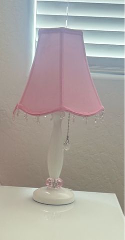 Pink Table Lamp with Crystal Bead Trim